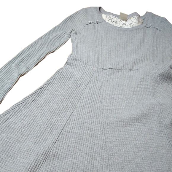 Anthropologie Eloise Gray Long Sleeve Dress size Medium Waffle knit - Picture 3 of 7